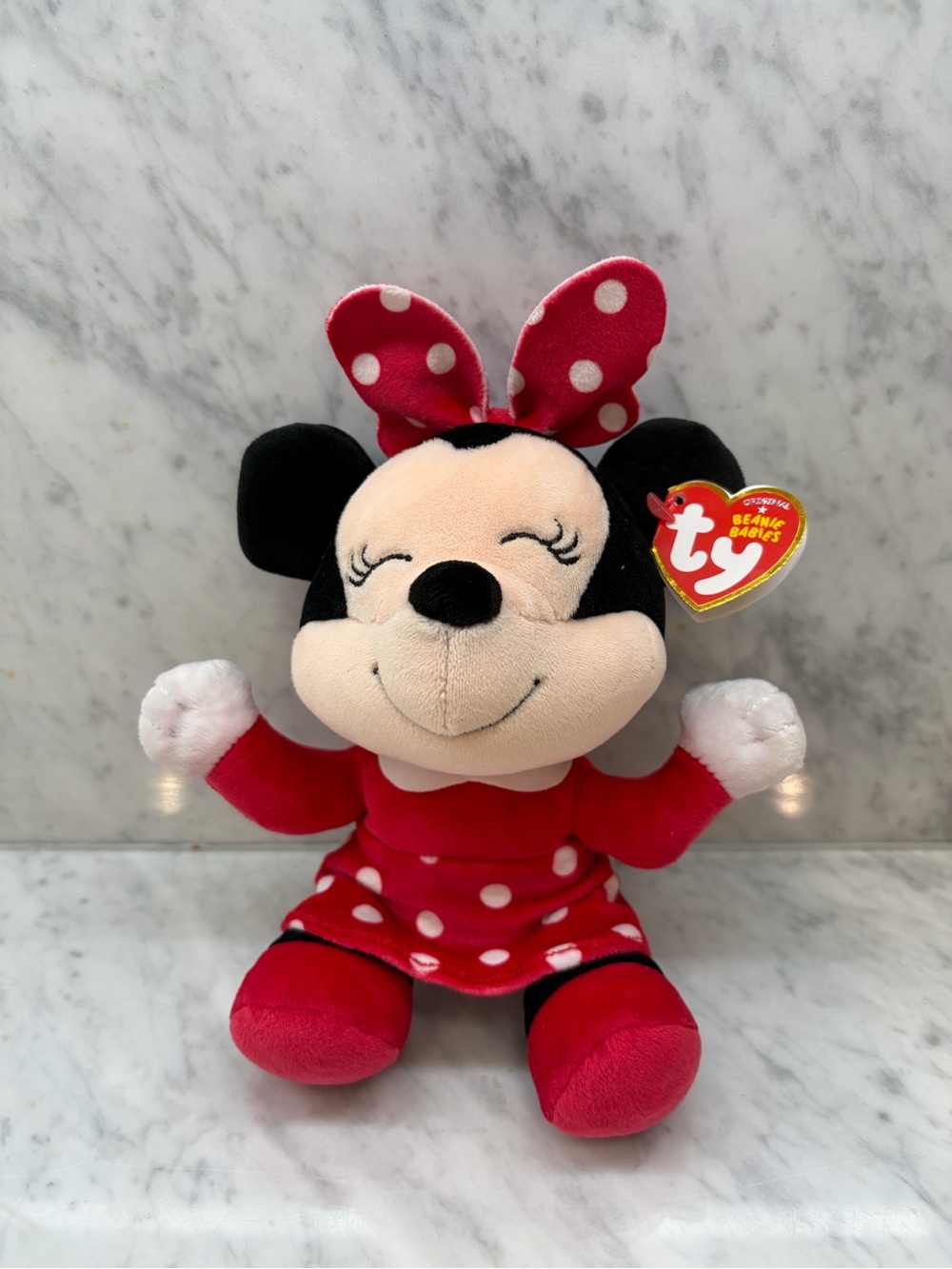 Ty Disney Minnie Mouse Beanie Baby Plush Red Polka Dot Dress NWT 8”